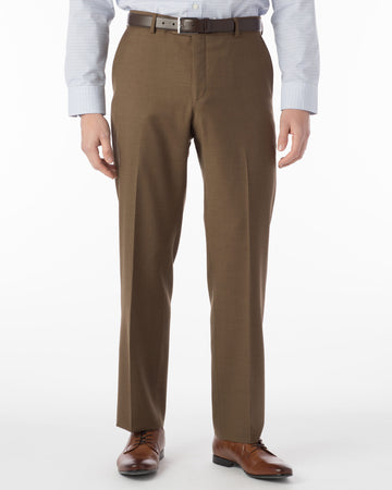 Super 120's Comfort "EZE" 4 Harness Serge Flat Front Dunhill Dress Pant in Tobacco by Ballin