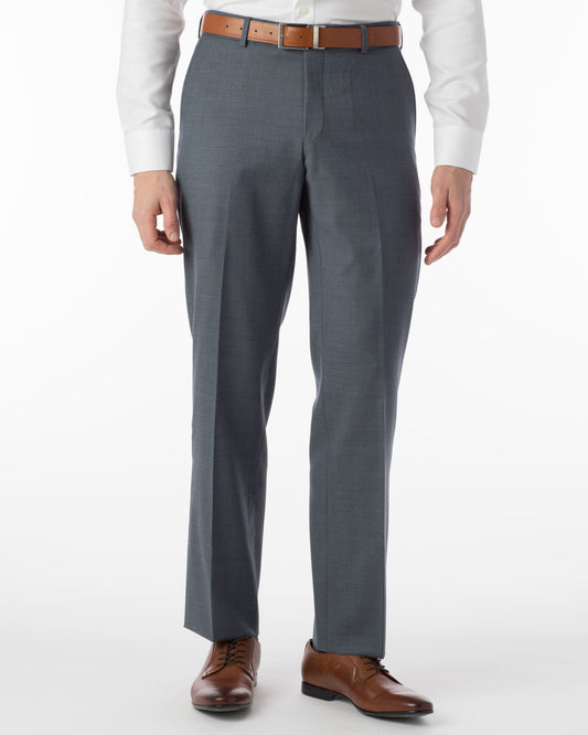 Super 120's Comfort "EZE" 4 Harness Serge Modern Flat Front Soho Dress Pant in Slate Blue by Ballin