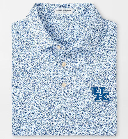 University of Kentucky Blitz Performance Jersey Polo in White/Sport Navy by Peter Millar