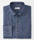 Tamworth Chambray Cotton-Stretch Sport Shirt in Indigo by Peter Millar