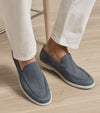 Excursionist Nubuck Venetian Loafer in Blue Pearl by Peter Millar