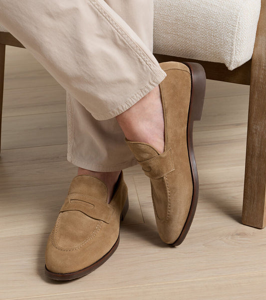 Madison Suede Penny Loafer in Dark Jute by Peter Millar