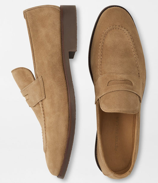 Madison Suede Penny Loafer in Dark Jute by Peter Millar