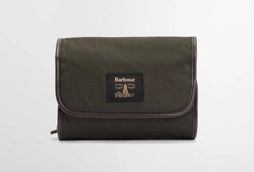 Waxed Hanging Washbag in Olive/Beacon by Barbour