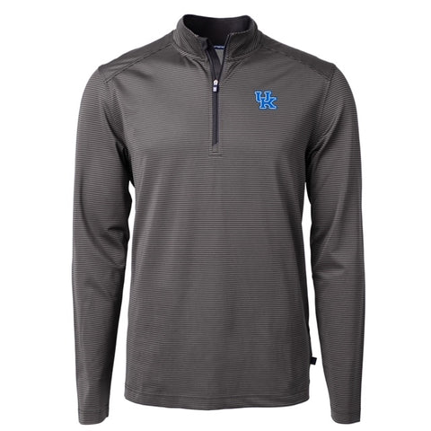 University of Kentucky Virtue Eco Micro Stripe Half-Zip Pullover in Tour Black/Elemental Grey by Cutter & Buck