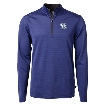 University of Kentucky Virtue Eco Pique Micro Stripe Quarter-Zip Pullover in Tour Blue/Black by Cutter & Buck
