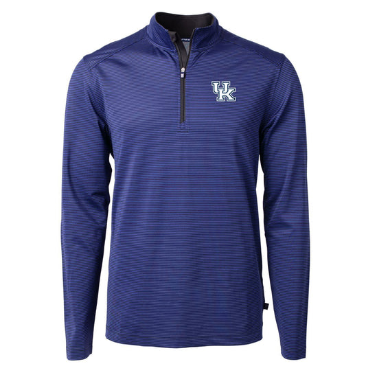 University of Kentucky Virtue Eco Pique Micro Stripe Quarter-Zip Pullover in Tour Blue/Black by Cutter & Buck