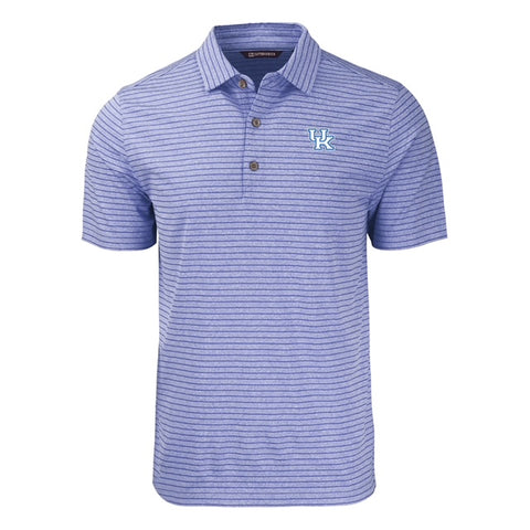 University of Kentucky Forge Eco Heather Stripe Stretch Polo in Tour Blue Heather by Cutter & Buck