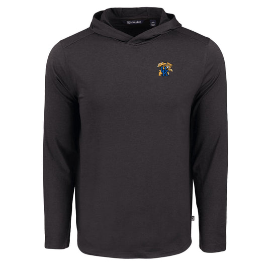 University of Kentucky Coastline Recycled Double Peached Hooded Pullover in Black by Cutter & Buck