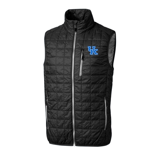 University of Kentucky Rainier PrimaLoft Insulated Full Zip Puffer Vest in Black by Cutter & Buck