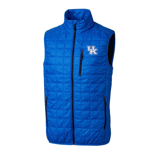University of Kentucky Rainier PrimaLoft Insulated Full Zip Puffer Vest in Royal by Cutter & Buck