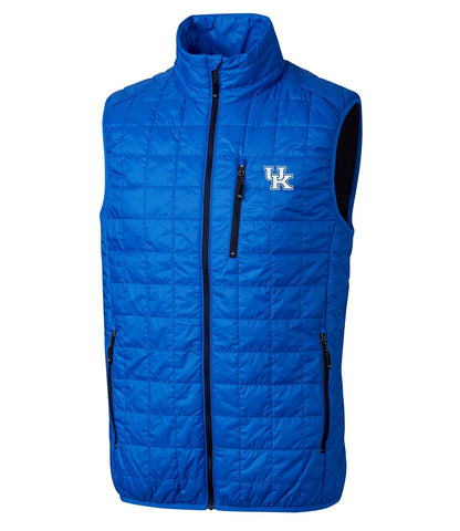 University of Kentucky Rainier PrimaLoft Mens Full Zip Puffer Vest in Royal by Cutter & Buck