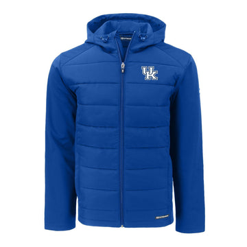 University of Kentucky Evoke Hybrid Softshell Full Zip Hooded Jacket in Tour Blue by Cutter & Buck