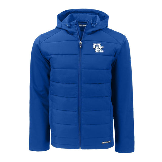 University of Kentucky Evoke Hybrid Softshell Full Zip Hooded Jacket in Tour Blue by Cutter & Buck