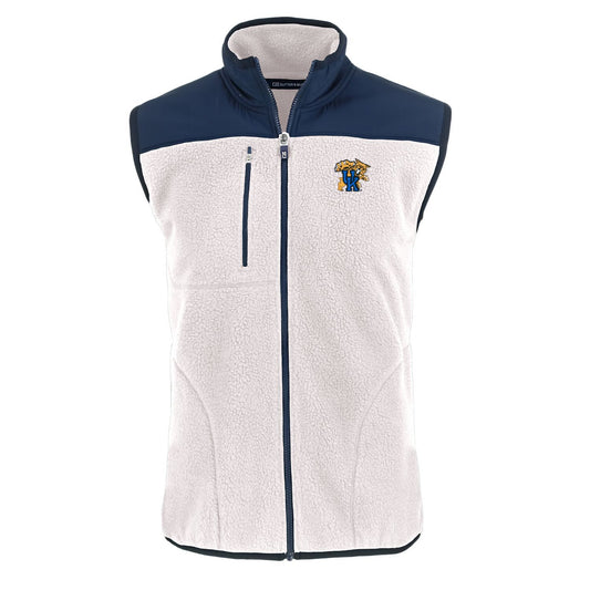 University of Kentucky Cascade Epic Comfort Sherpa Fleece Vest in Shell/Navy Blue by Cutter & Buck