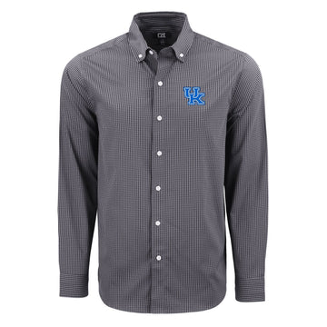 University of Kentucky Skyline Long Sleeve Gingham Dress Shirt in Black/Elemental Grey by Cutter & Buck