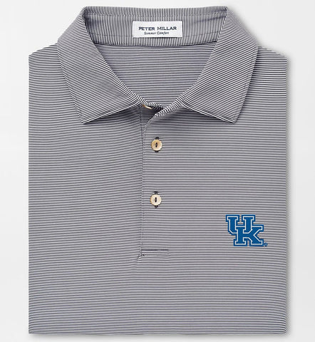 University of Kentucky Jubilee Stripe Performance Jersey Polo in Iron by Peter Millar