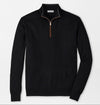 Autumn Crest Suede Trim Quarter-Zip in Black by Peter Millar