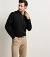 Autumn Crest Suede Trim Quarter-Zip in Black by Peter Millar