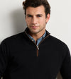 Autumn Crest Suede Trim Quarter-Zip in Black by Peter Millar