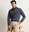 Autumn Crest Suede Trim Quarter-Zip in Charcoal by Peter Millar