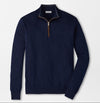 Autumn Crest Suede Trim Quarter-Zip in Navy by Peter Millar