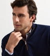 Autumn Crest Suede Trim Quarter-Zip in Navy by Peter Millar