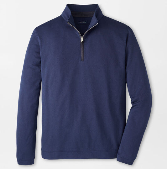 Albatross Cotton-Blend Pique Quarter-Zip in Navy by Peter Millar