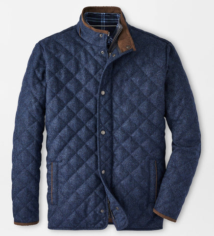Suffolk Quilted Wool Travel Coat in Star Dust by Peter Millar