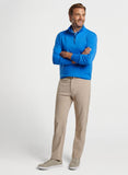 Perth Melange Performance Quarter-Zip in Mako Blue by Peter Millar