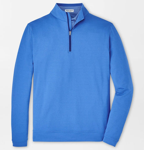 Perth Melange Performance Quarter-Zip in Mako Blue by Peter Millar