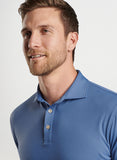 Lyons Performance Jersey Long-Sleeve Solid Polo in Astral Blue by Peter Millar