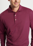 Lyons Performance Jersey Long-Sleeve Polo in Pomegranate by Peter Millar