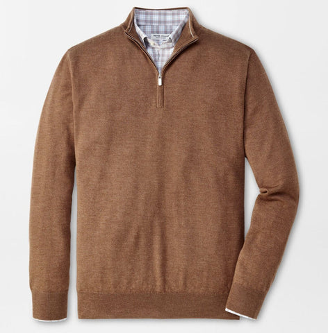 Autumn Crest Quarter-Zip in British Tan by Peter Millar