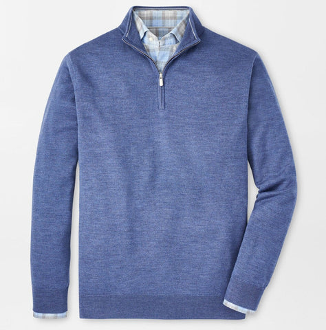 Autumn Crest Quarter-Zip in Ocean Blue by Peter Millar