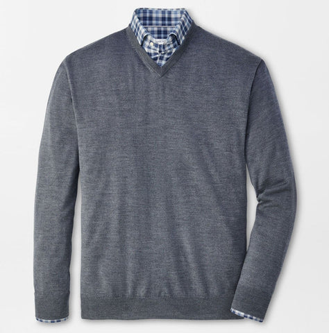 Autumn Crest V-Neck in Charcoal by Peter Millar