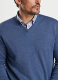 Autumn Crest V-Neck in Ocean Blue by Peter Millar