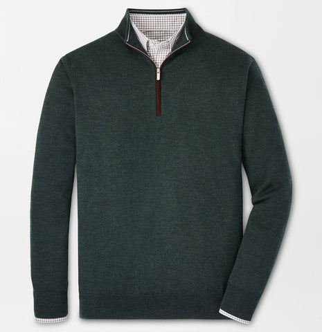 Autumn Crest Suede Trim Quarter-Zip in Lacinato by Peter Millar