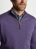 Autumn Crest Suede Trim Quarter-Zip in Midnight Purple by Peter Millar