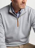 Autumn Crest Suede Trim Quarter-Zip in Platinum by Peter Millar