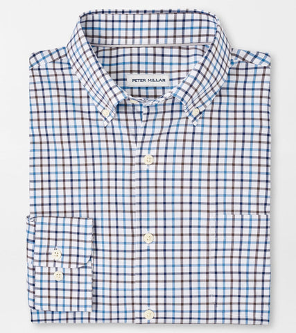 Calgary Crown Lite Cotton-Stretch Sport Shirt in Regatta Blue by Peter Millar