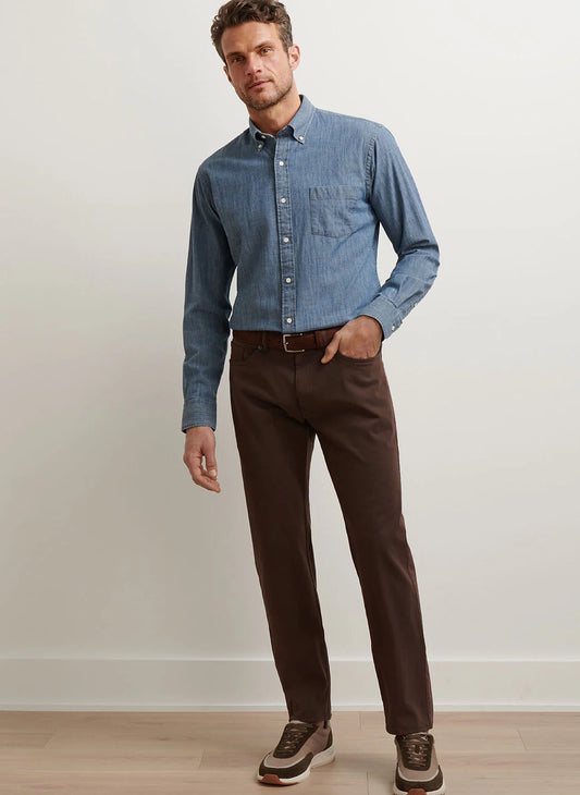 Signature Sateen Five-Pocket Pant in French Press by Peter Millar
