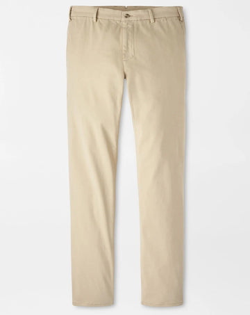 Signature Sateen Flat Front Trouser in Khaki by Peter Millar
