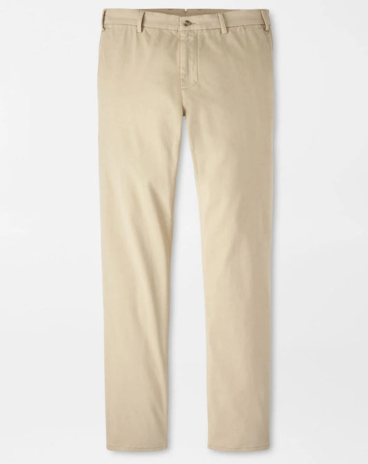 Signature Sateen Flat Front Trouser in Khaki by Peter Millar