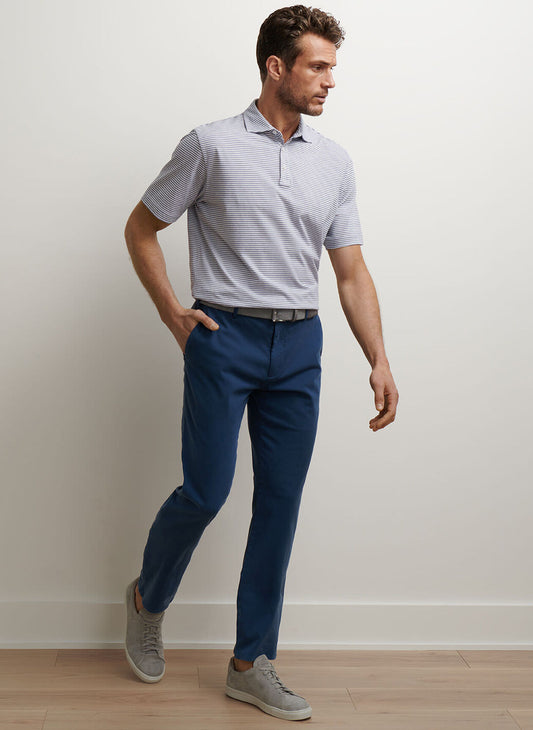 Signature Sateen Flat Front Trouser in Navy by Peter Millar