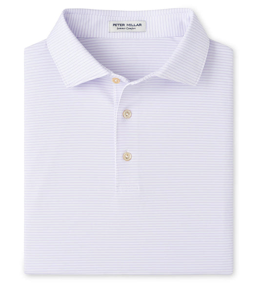 Highland Performance Jersey Polo in White/Petal Purple by Peter Millar