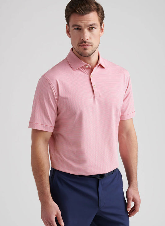 Jubilee Stripe Performance Polo in Tango Pink by Peter Millar