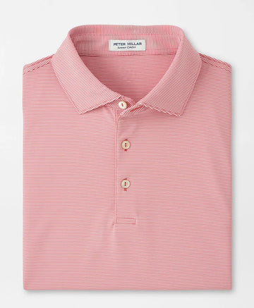 Jubilee Stripe Performance Polo in Tango Pink by Peter Millar