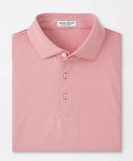 Jubilee Stripe Performance Polo in Tango Pink by Peter Millar