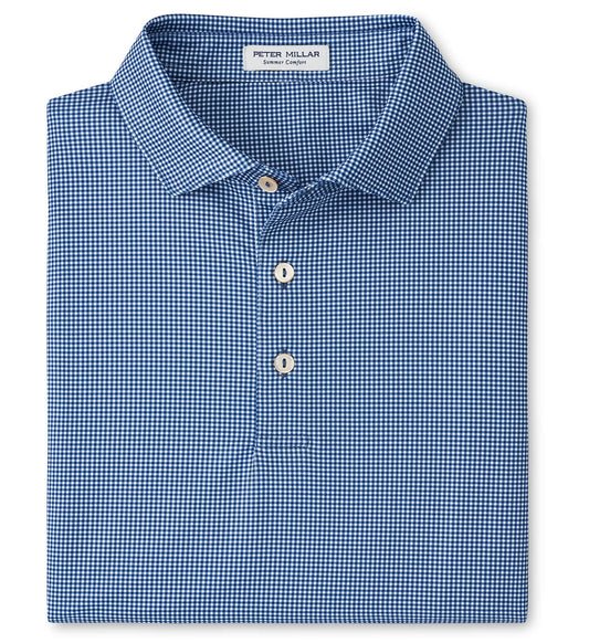 Gingham Performance Jersey Polo in Blue Haze by Peter Millar